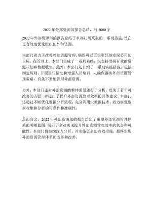 2022年外部资源部报告总结写5000字.docx