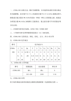 A709Gr50S执行标准和拉伸、硬度要求.docx
