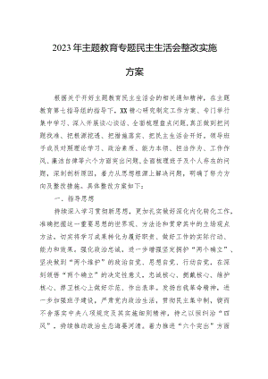 2023年主题教育专题民主生活会整改实施方案.docx