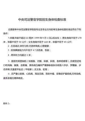 中央司法警官学院招生身体检查标准【模板】.docx