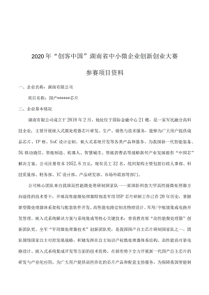 “创客中国”湖南省中小微企业创新创业大赛-项目模板.docx