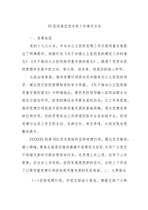 XX医院基层党支部工作情况总结.docx