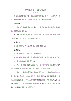 《珍爱生命_远离毒品》主题班会教案.docx