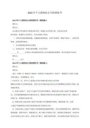 2023年个人授权给公司的授权书.docx