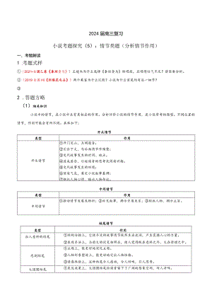 -小说文本考题探究专题（通用） 05 情节类题（分析情节作用）（含答案）.docx