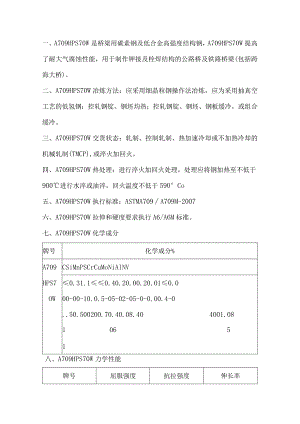 A709HPS70W热处理A709HPS70W机械性能.docx