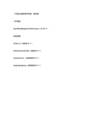 一年级汉语拼音声母表、韵母表.docx