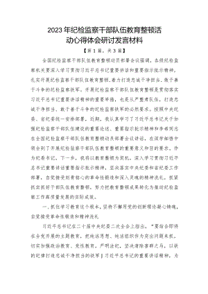 2023年纪检监察干部队伍教育整顿心得体会研讨发言材料3篇.docx