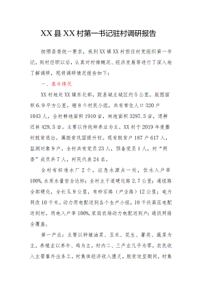 XX县XX村第一书记驻村调研报告.docx