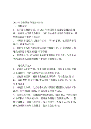 2023年企业国际市场开拓计划.docx