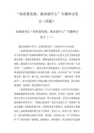“高质量发展我该谋什么”专题研讨发言(4篇).docx