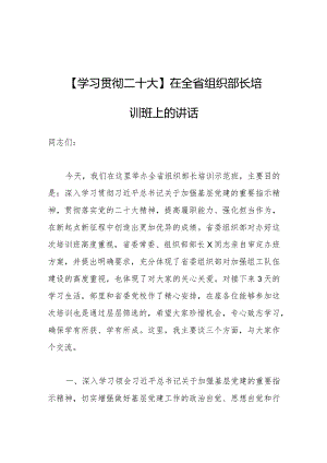 【学习贯彻二十大】在全省组织部长培训班上的讲话.docx