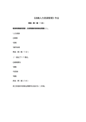 《精品》北师大网络教育0810战略人力资源管理在线作业答案.docx