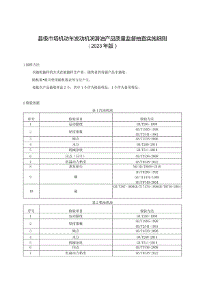 【精品范文】2023版县级市场机动车发动机润滑油产品质量监督抽查实施细则.docx