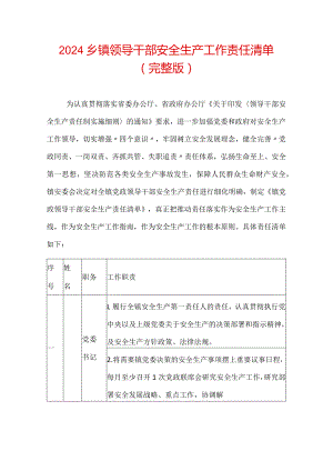 2024领导干部安全生产工作责任清单 - 副本.docx
