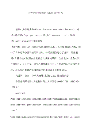 5种小动物心脏的比较组织学研究.docx