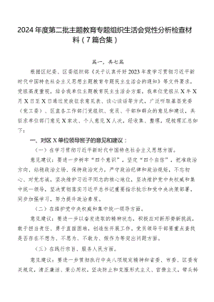2024年度第二批学习教育专题组织生活会党性分析检查材料（7篇合集）.docx