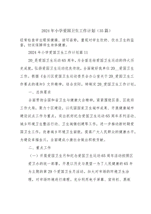 2024年小学爱国卫生工作计划（35篇）.docx