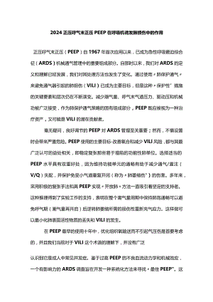 2024正压呼气末正压PEEP在呼吸机诱发肺损伤中的作用.docx