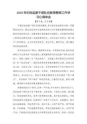 2023纪检监察干部队伍教育整顿心得体会-共3篇.docx