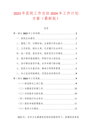 2023年医院工作总结2024年工作计划方案.docx