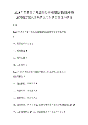 2023年某县关于开展医药领域腐败问题集中整治实施方案及开展情况汇报及自查自纠报告.docx