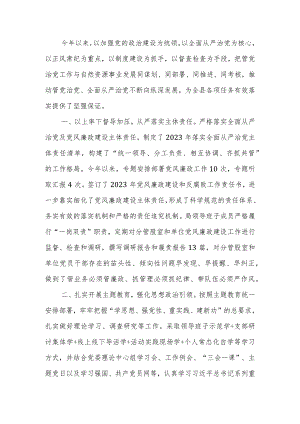 2023年度党委（党组）书记履行全面从严治党责任和抓基层党建工作述职.docx