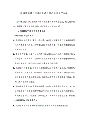 2023年通信运营商集团客户项目投资建设绿色通道管理办法.docx