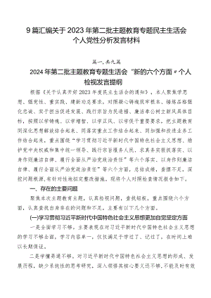 9篇汇编关于2023年第二批集中教育专题民主生活会个人党性分析发言材料.docx