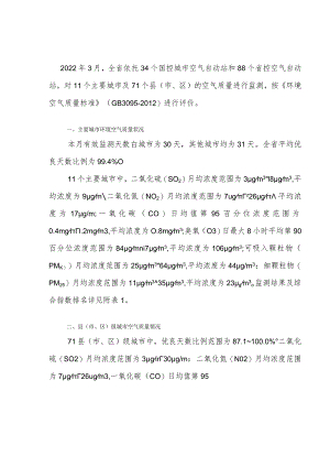 2022年3月吉林省主要城市空气质量月报.docx
