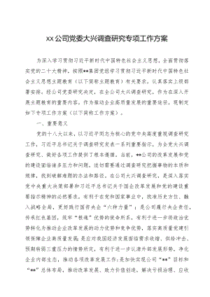 xx公司党委大兴调查研究专项工作方案（国企央企）.docx