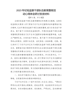 2023年纪检监察干部队伍教育整顿心得体会研讨发言材料共-3篇.docx