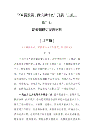 “XX要发展、我该谋什么”发言材料（共3篇）.docx