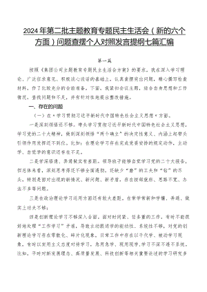 2024年第二批集中教育专题民主生活会(新的六个方面)问题查摆个人对照发言提纲七篇汇编.docx