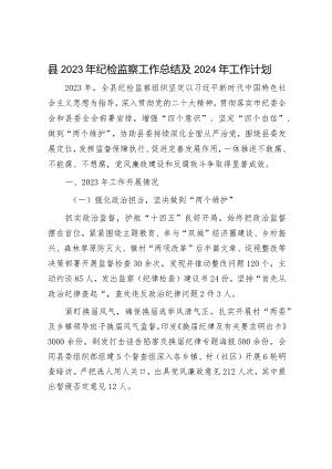2023年工作总结及2024年工作计划精选合辑（残联+纪委监委）.docx