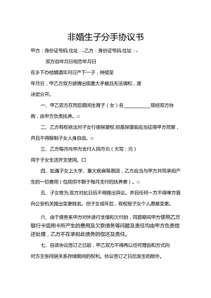 非婚生子离婚协议书几个版本协议书.docx