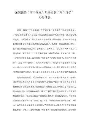 深刻领悟“两个确立” 坚决做到“两个维护”心得体会.docx