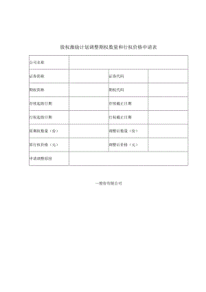 股权激励计划调整期权数量和行权价格申请表.docx