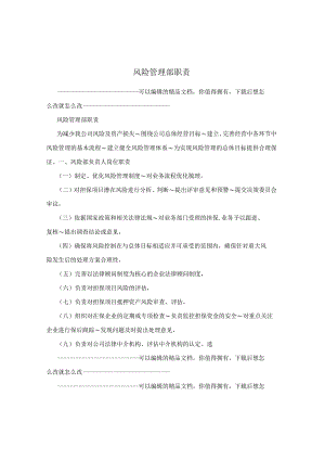 风险管理部职责.docx