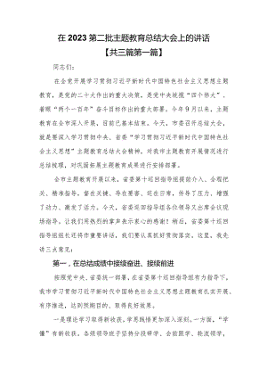 （3篇）在2023第二批主题教育总结大会上的讲话.docx