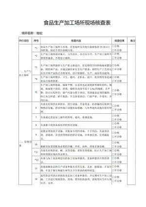 食品生产加工场所现场核查表.docx