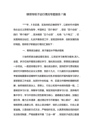 镇领导班子运行情况专题报告7篇.docx