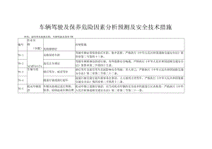 车辆驾驶及保养危险因素分析预测及安全技术措施.docx