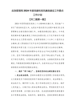 （2篇）应急管理局2024年度党建和党风廉政建设工作要点工作计划.docx