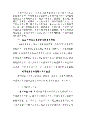 班子2023年度专题生活会检查材料.docx