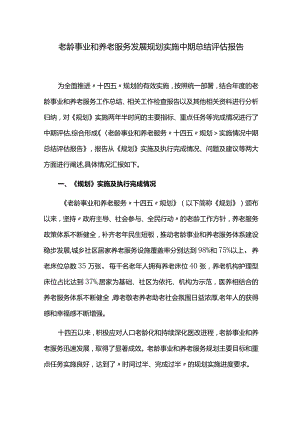 老龄事业和养老服务发展规划实施中期总结评估报告.docx