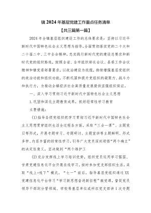 （3篇）XX镇2024年基层党建工作重点任务清单.docx