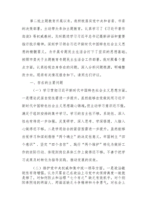 第二批主题教育专题民主生活会对照检查材料（新6个方面）.docx
