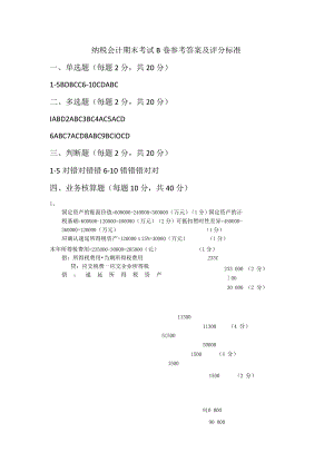 纳税会计考试B卷参考答案.docx
