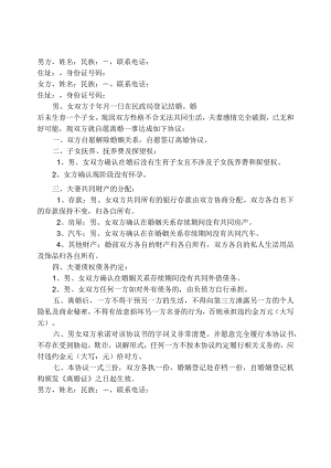 离婚协议书--有无财产有无债务无子女.docx